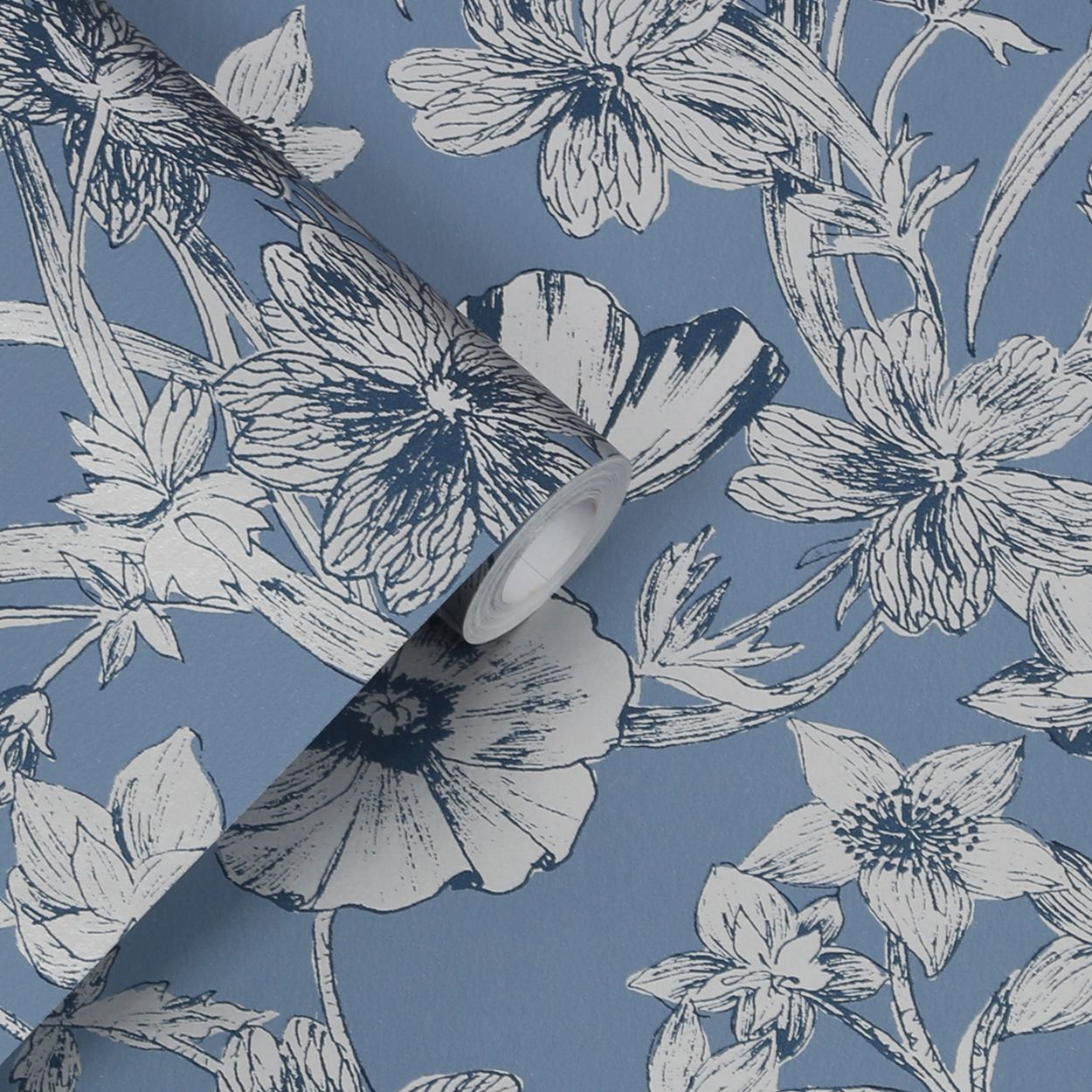 Laura Ashley Summerhill Midnight Blue Wallpaper