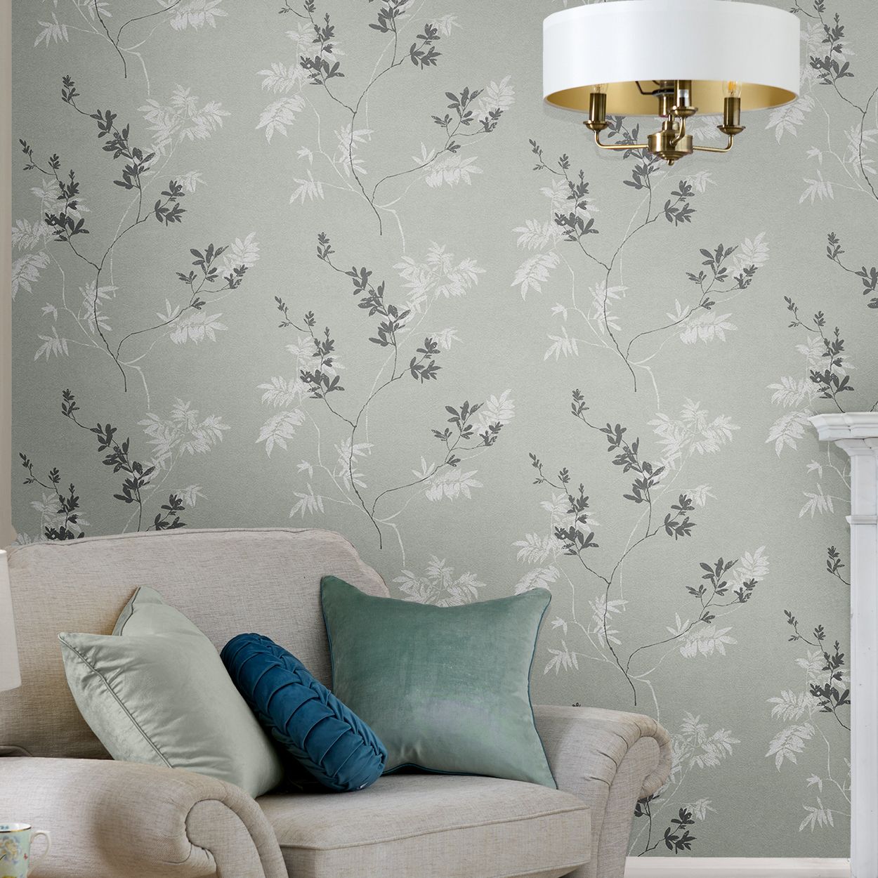 Laura Ashley Mari Mineral Green Wallpaper