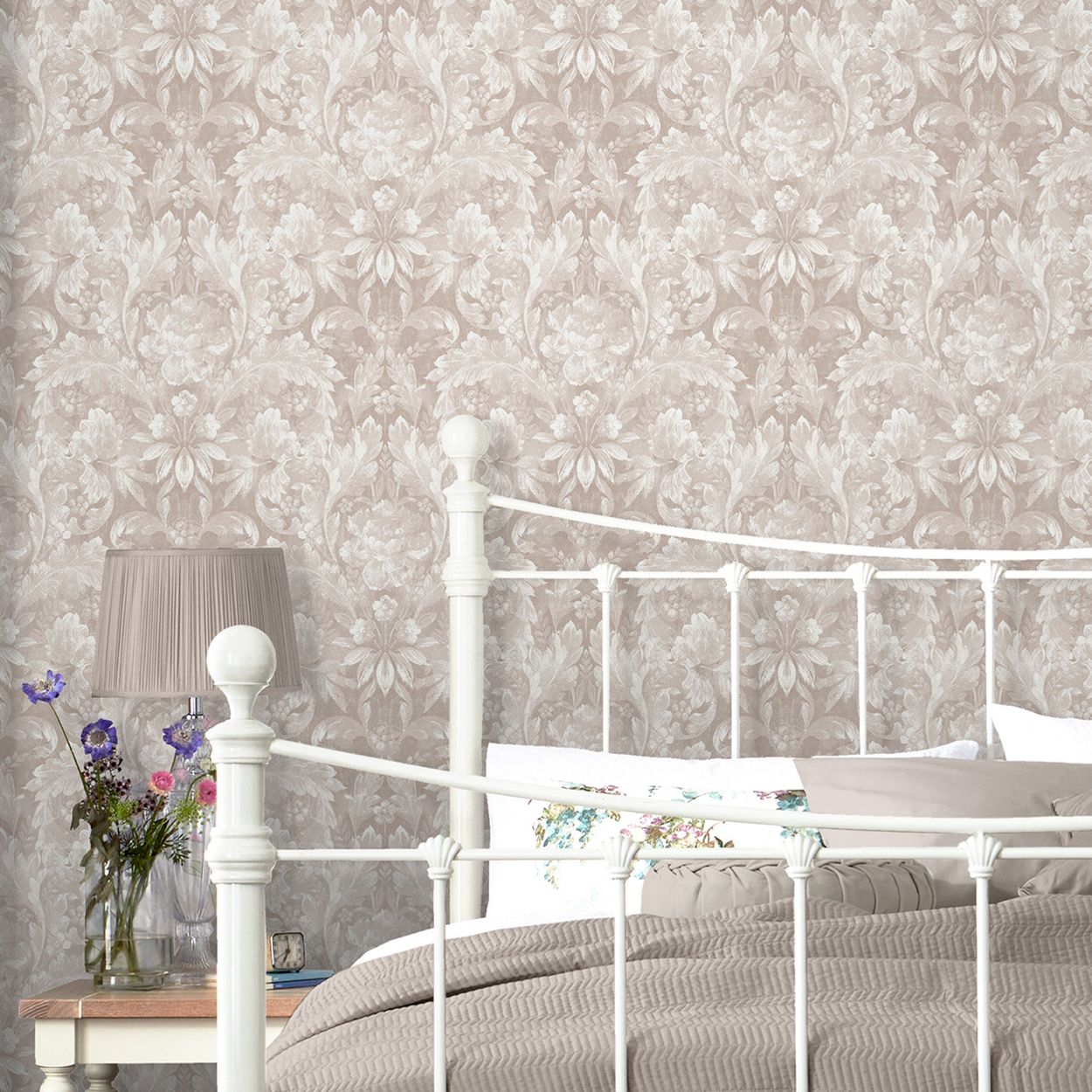 Laura Ashley Apolline Dove Grey Wallpaper