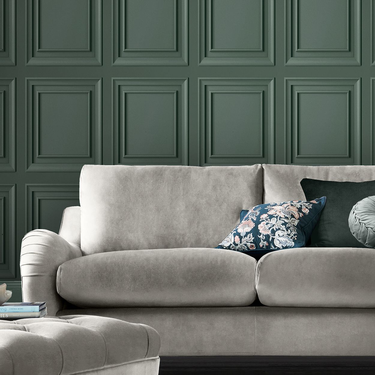 Laura Ashley Redbrook Wood Panel Fern Green Wallpaper