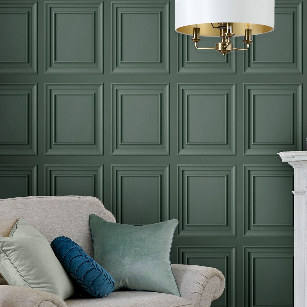 Laura Ashley Redbrook Wood Panel Fern Green Wallpaper