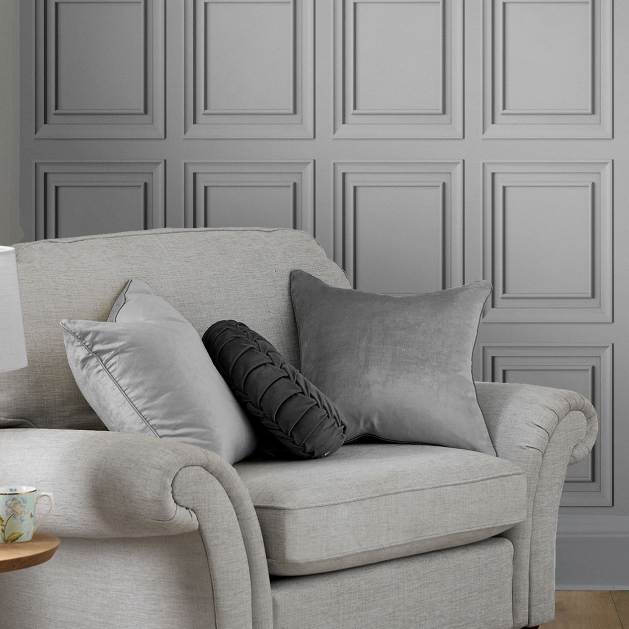 Laura Ashley Redbrook Wood Panel Silver Wallpaper