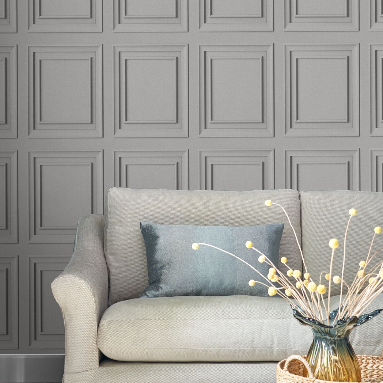 Laura Ashley Redbrook Wood Panel Silver Wallpaper