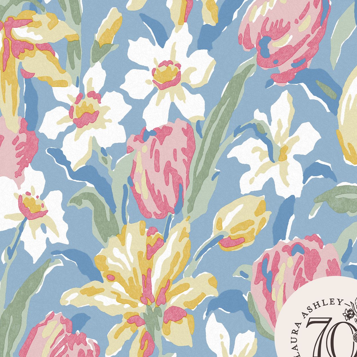 Laura Ashley Tulips China Blue Wallpaper