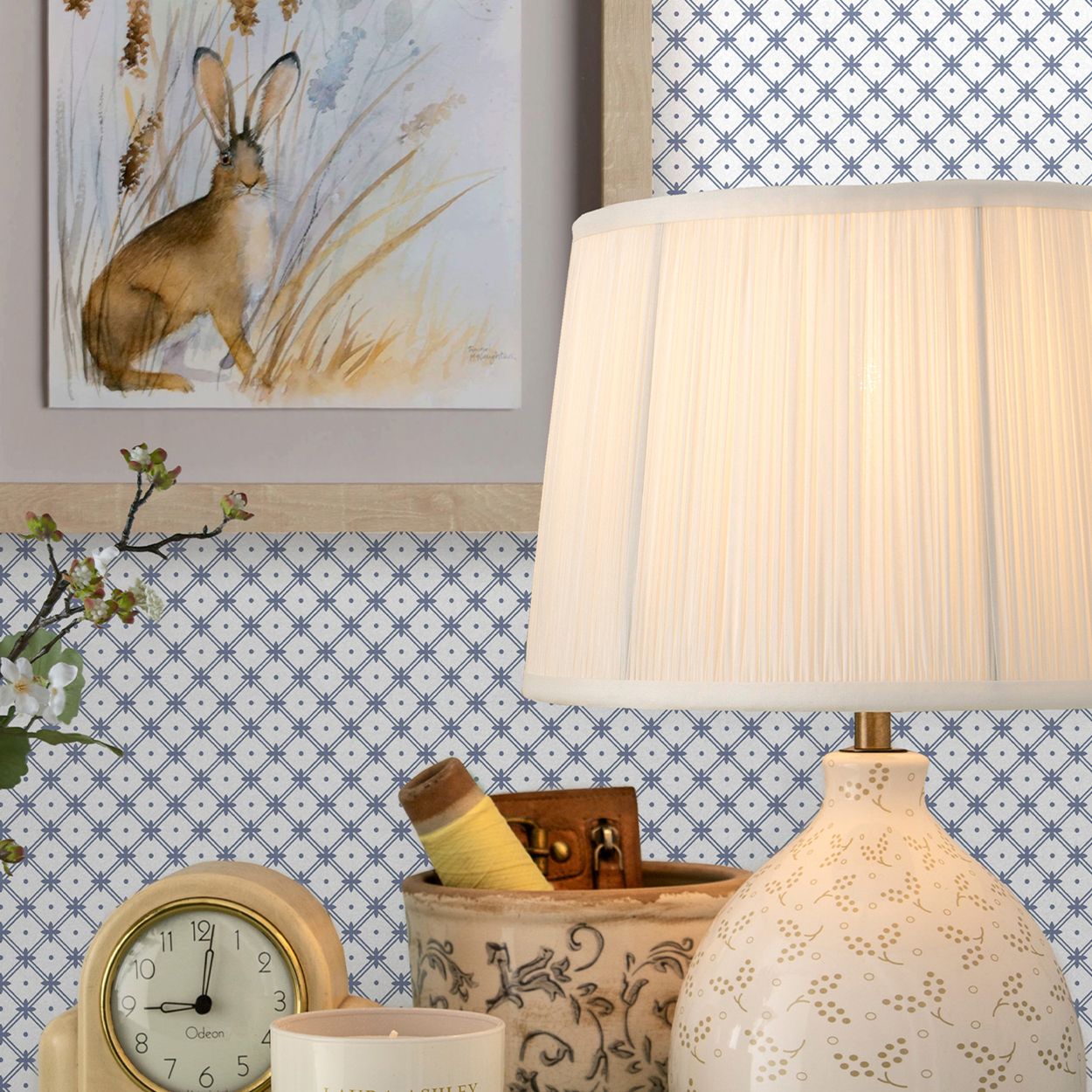 Laura Ashley Wickerwork Dark Seaspray Blue Wallpaper