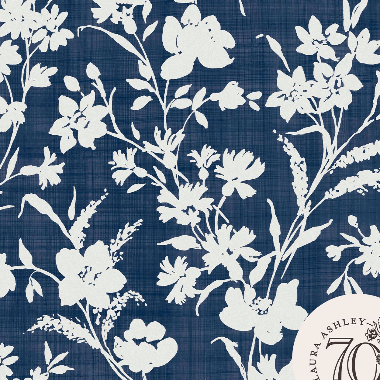 Laura Ashley Rye Midnight Seaspray Blue Wallpaper