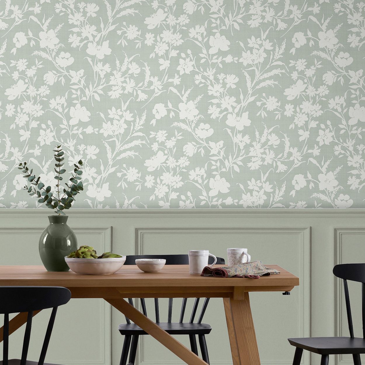 Laura Ashley Rye Sage Green Wallpaper