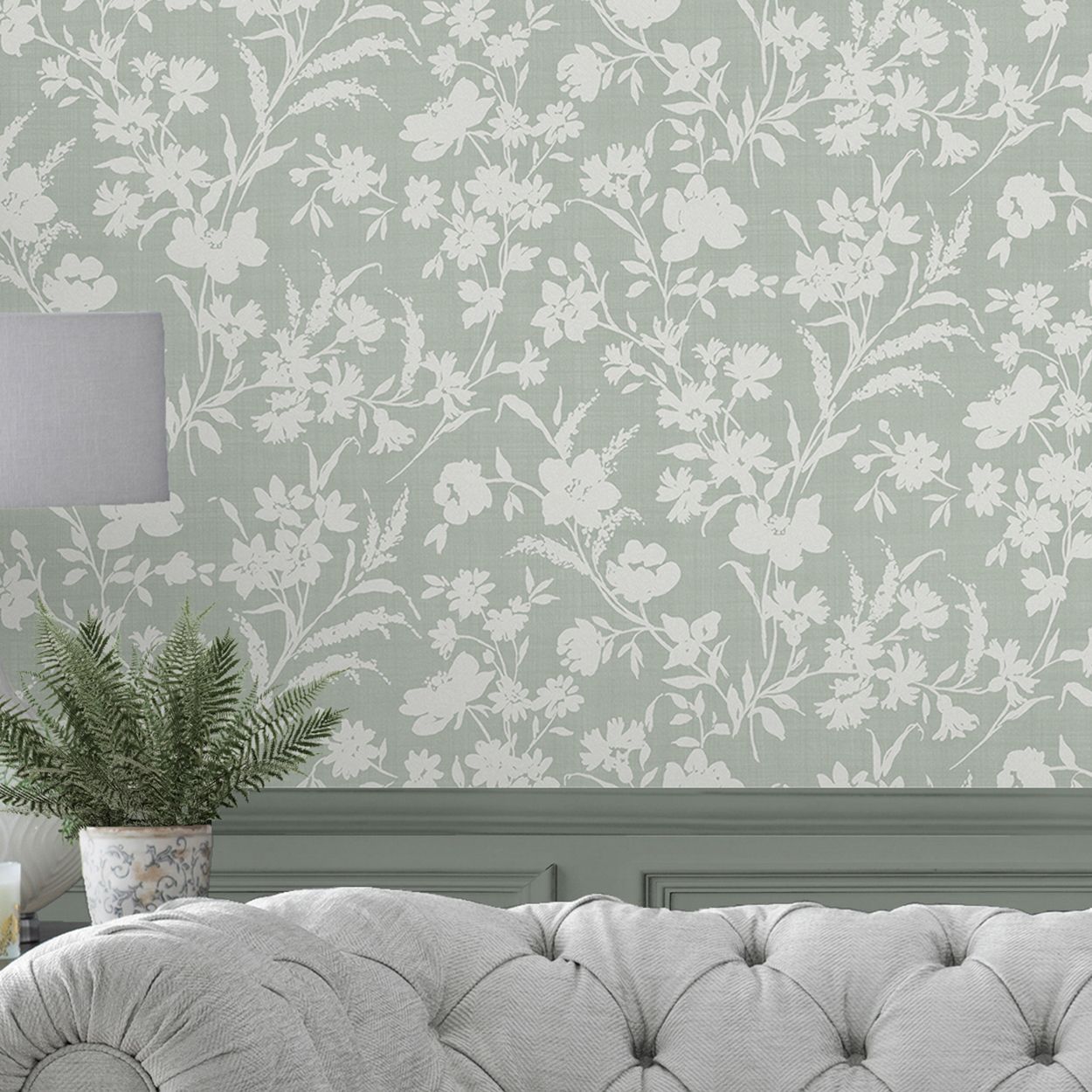 Laura Ashley Rye Sage Green Wallpaper