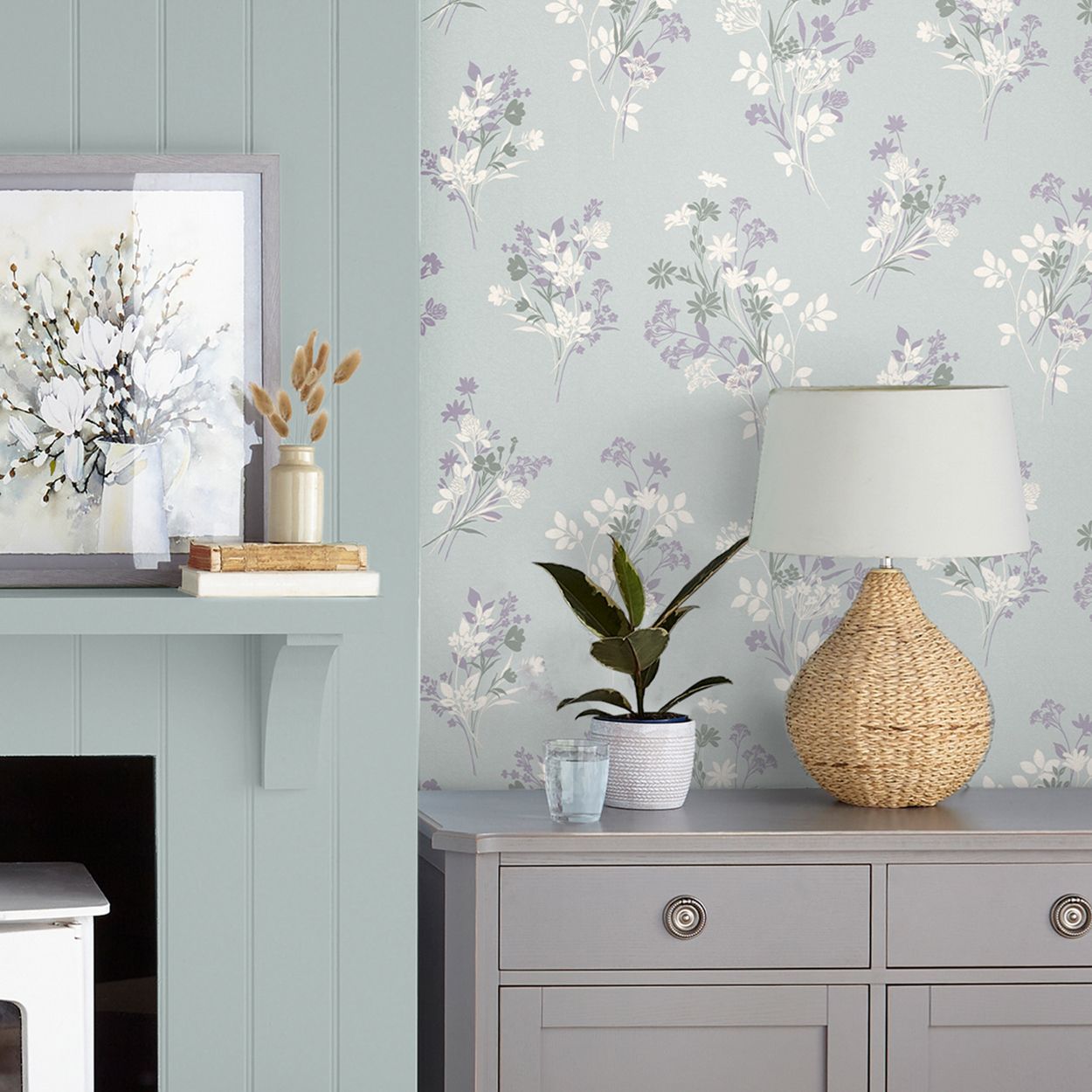 Laura Ashley Igerna Pale Duck Egg Blue Wallpaper