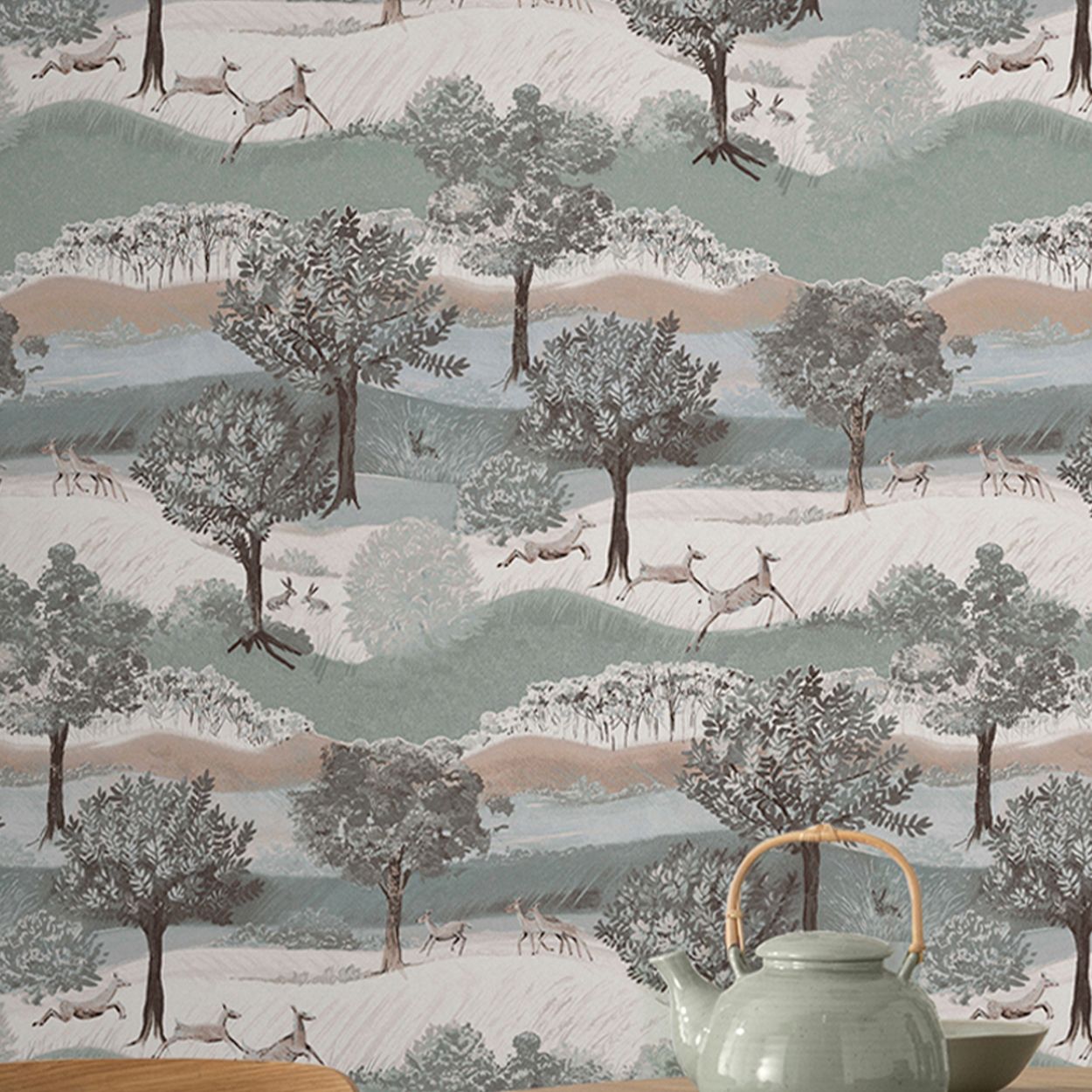 Laura Ashley Hartingdon Jade Green Wallpaper