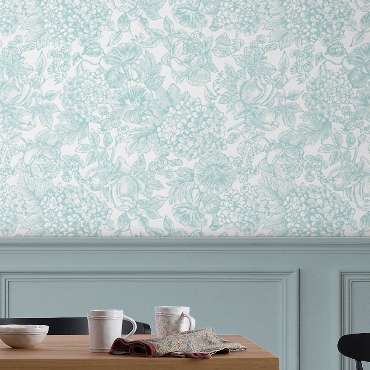 Laura Ashley Louise Duck Egg Blue Wallpaper