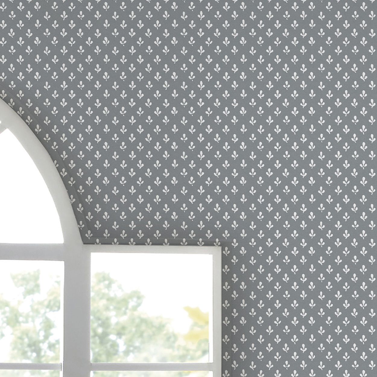 Laura Ashley Trefoil Slate Grey Wallpaper