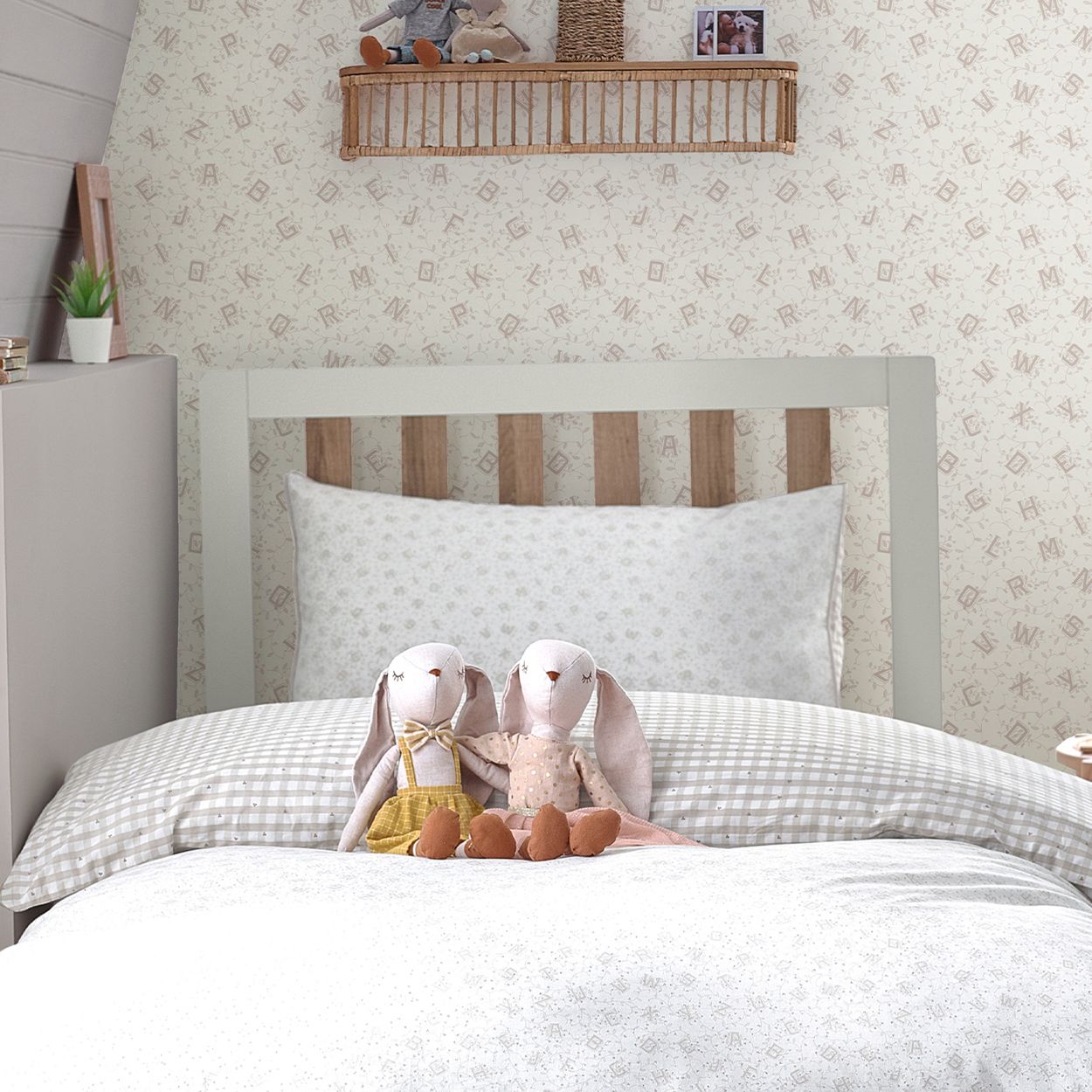 Laura Ashley Alphabet Dove Grey Wallpaper