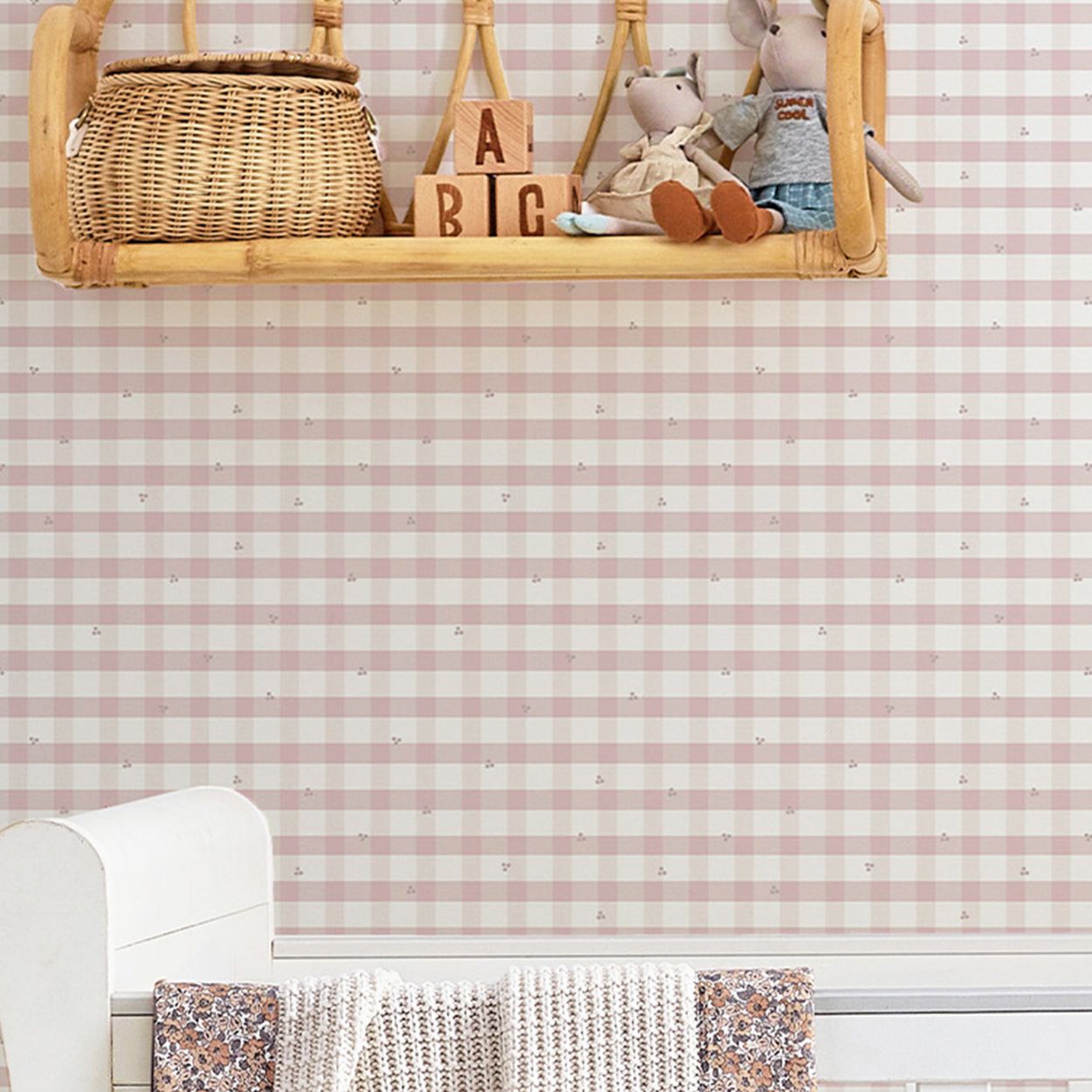 Laura Ashley Gingham Pale Amethyst Purple Wallpaper