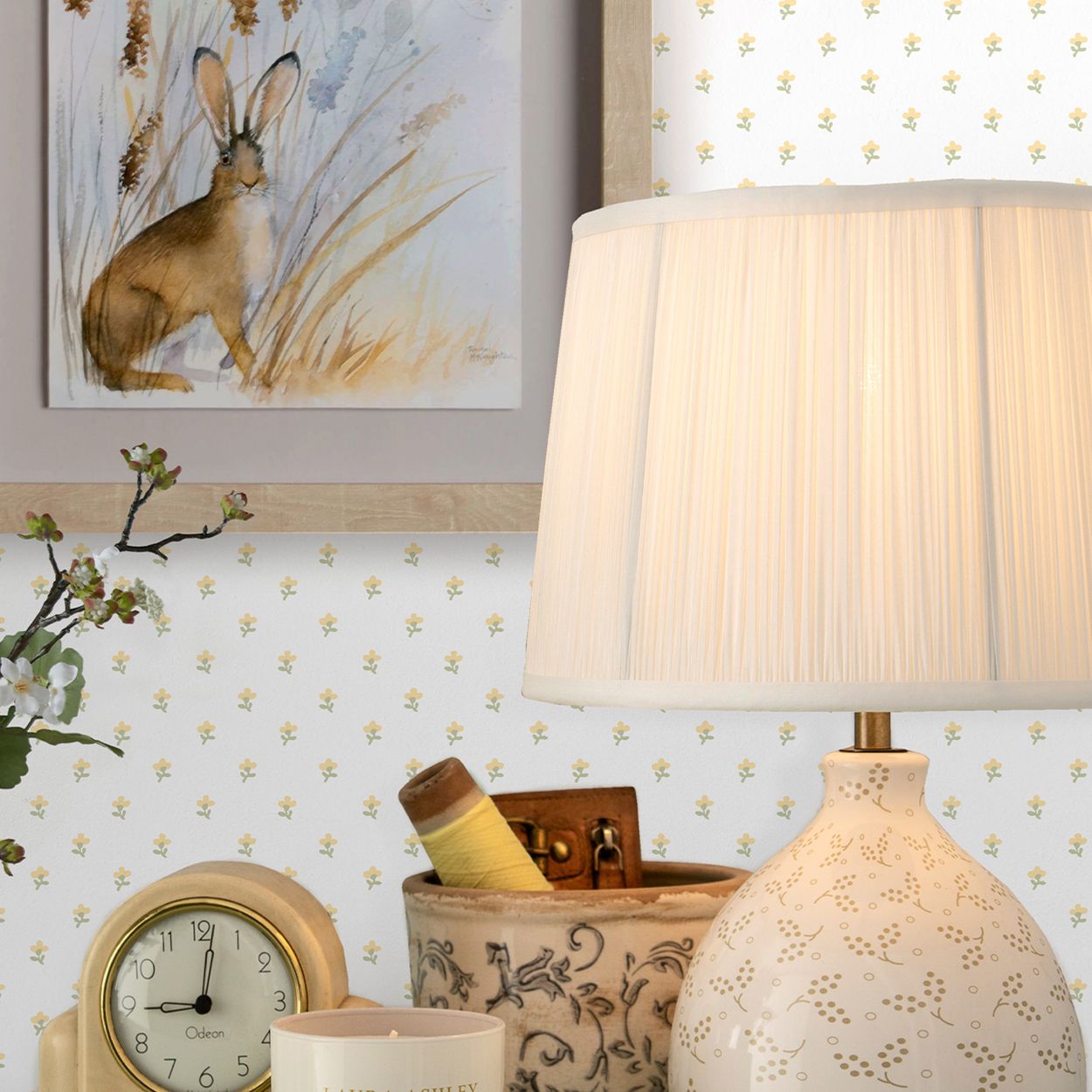 Laura Ashley Wood Violet Ochre Yellow Wallpaper