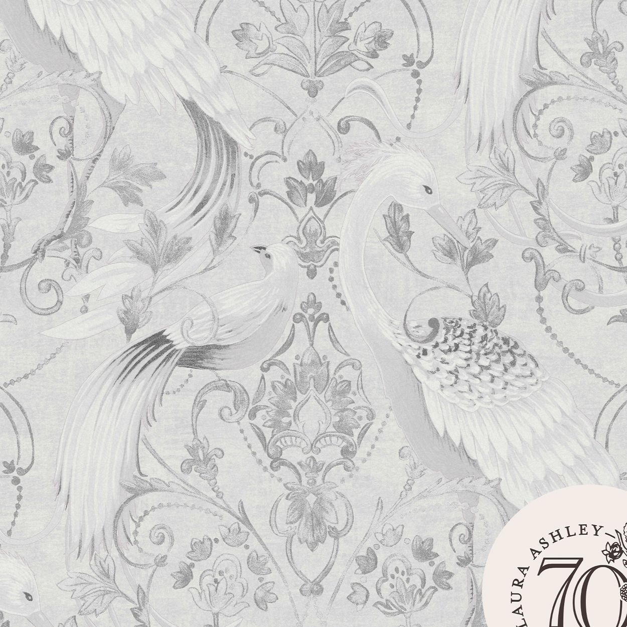 Laura Ashley Tregaron Silver Wallpaper
