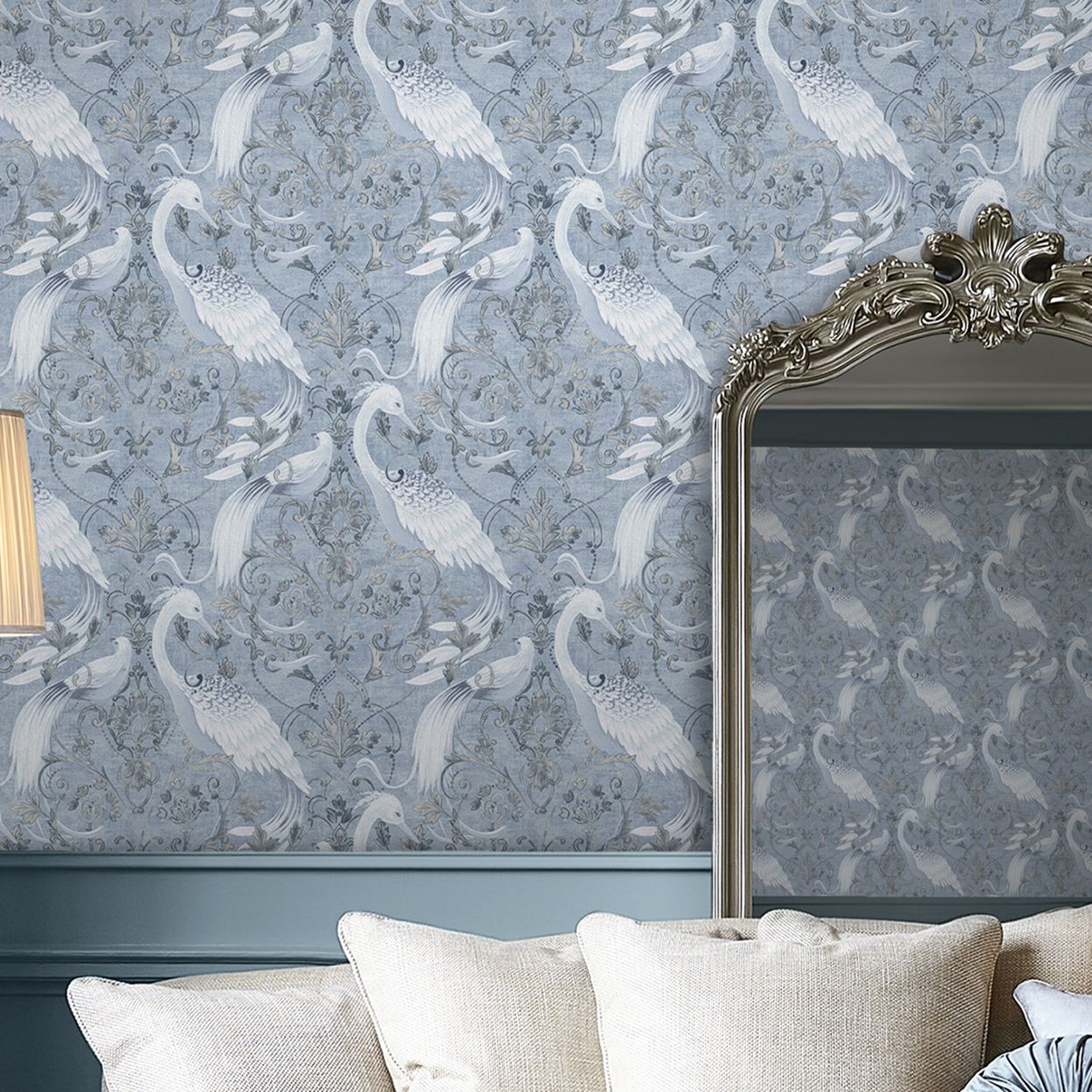 Laura Ashley Tregaron Midnight Blue Wallpaper