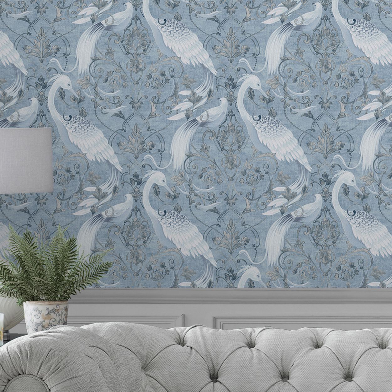 Laura Ashley Tregaron Midnight Blue Wallpaper