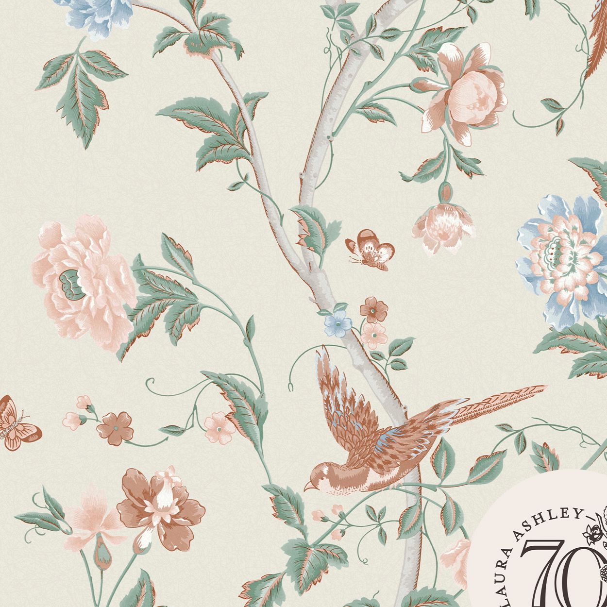Laura Ashley Summer Palace Sage and Apricot Wallpaper
