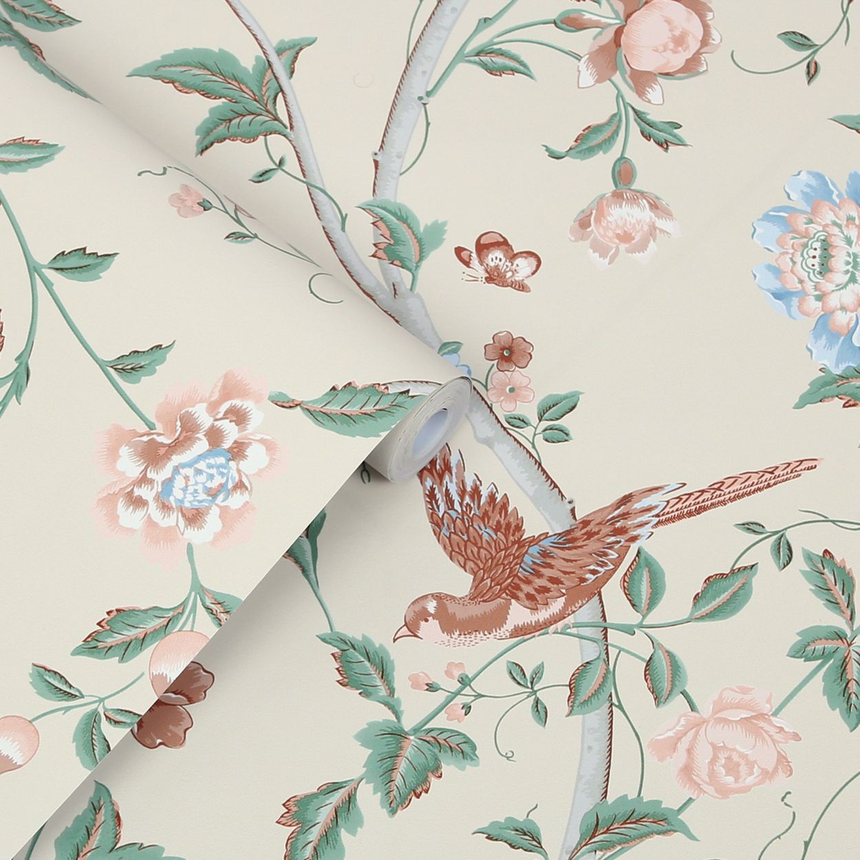 Laura Ashley Summer Palace Sage and Apricot Wallpaper