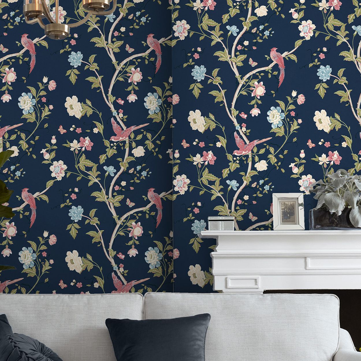 Laura Ashley Summer Palace Midnight Blue Wallpaper