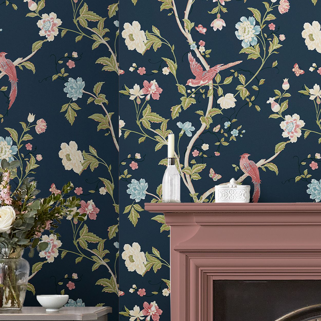 Laura Ashley Summer Palace Midnight Blue Wallpaper