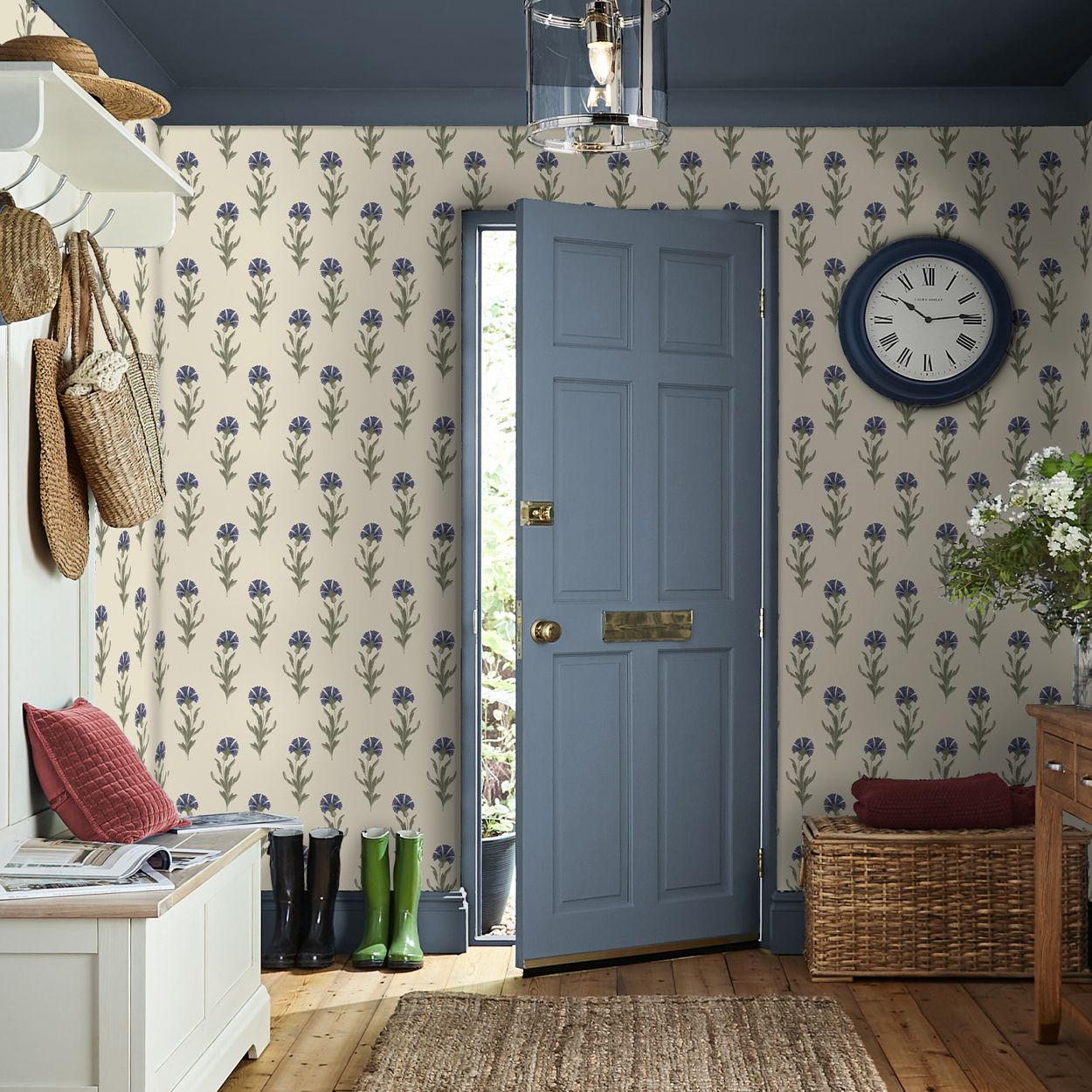 Laura Ashley Dandelion Dusky Seaspray Blue Wallpaper