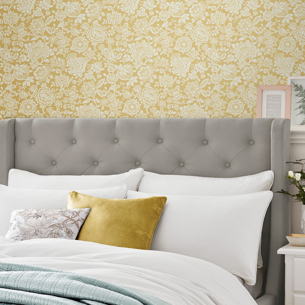 Laura Ashley Trailing Laurissa Pale Ochre Yellow Wallpaper