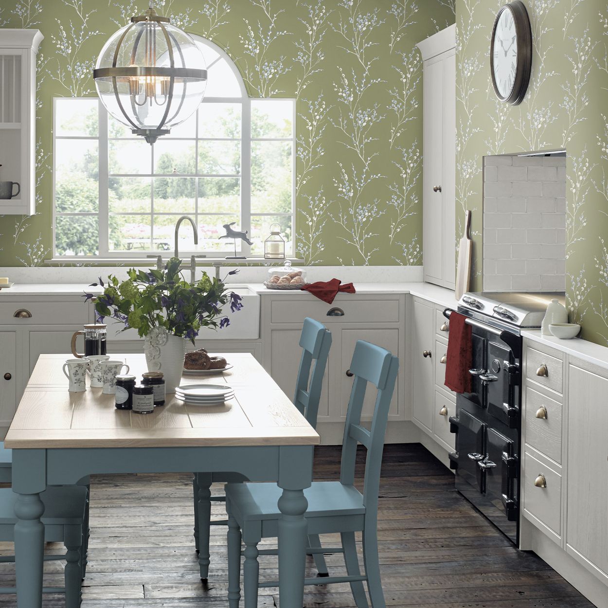 Laura Ashley Pussy Willow Moss Green Wallpaper