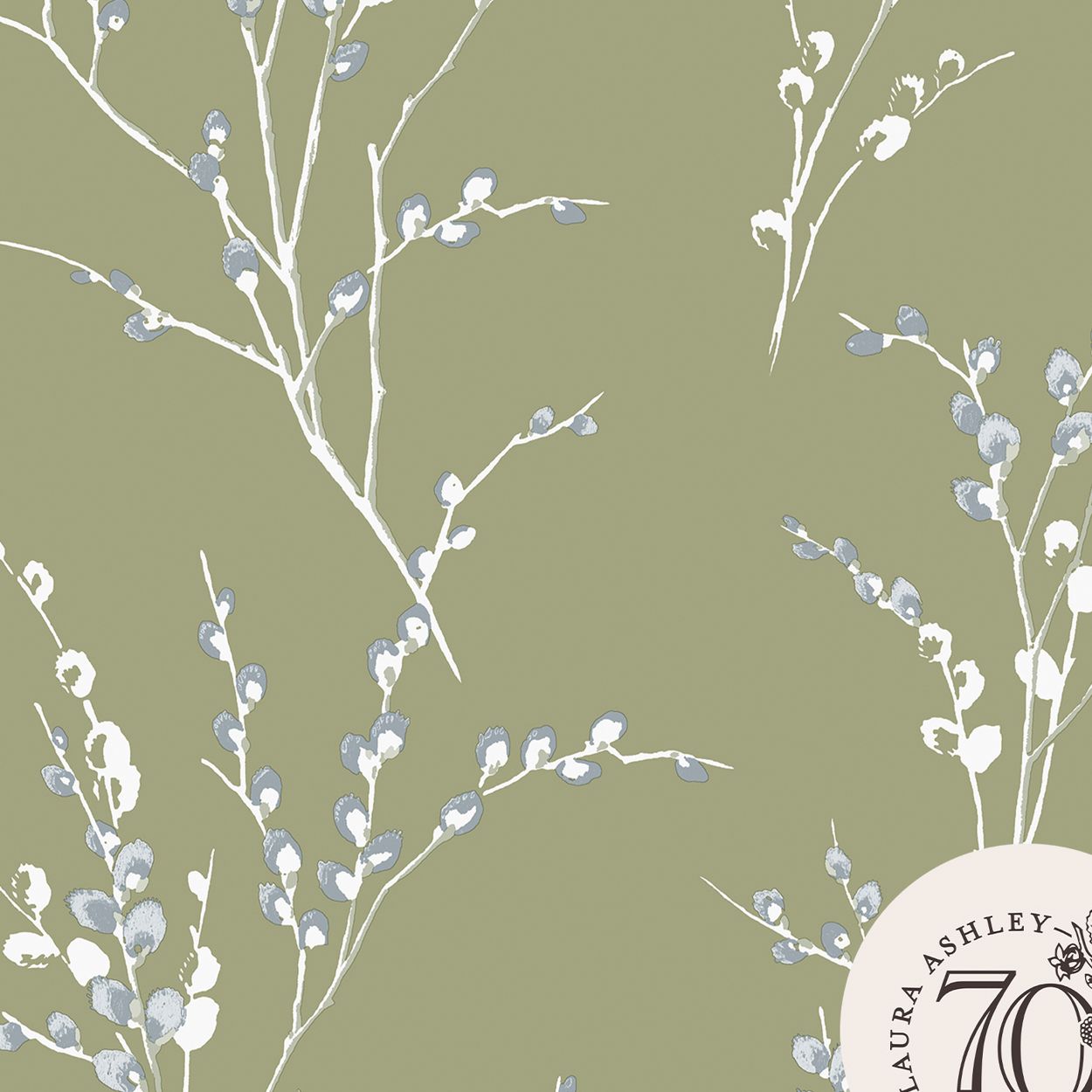 Laura Ashley Pussy Willow Moss Green Wallpaper