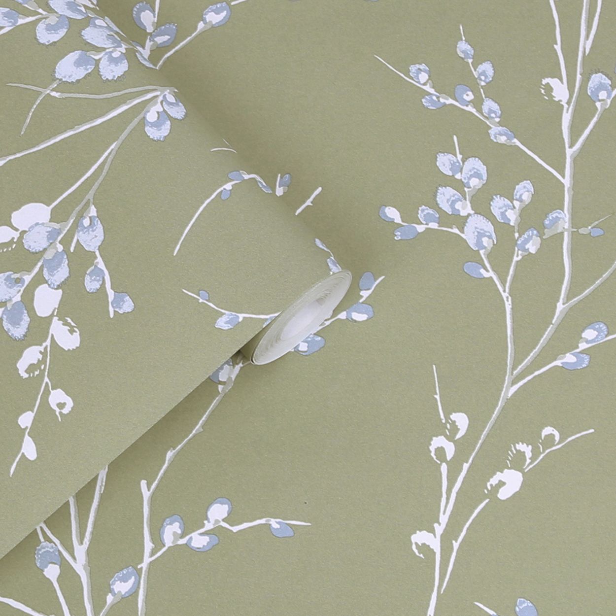 Laura Ashley Pussy Willow Moss Green Wallpaper