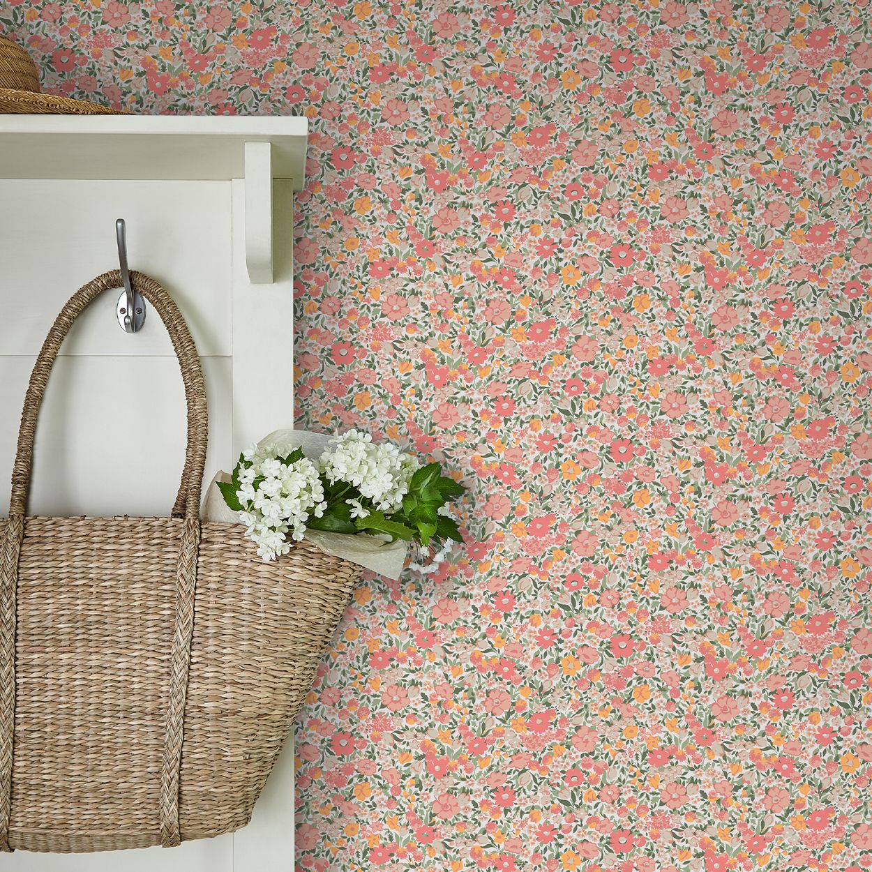 Laura Ashley Loveston Coral Pink Wallpaper