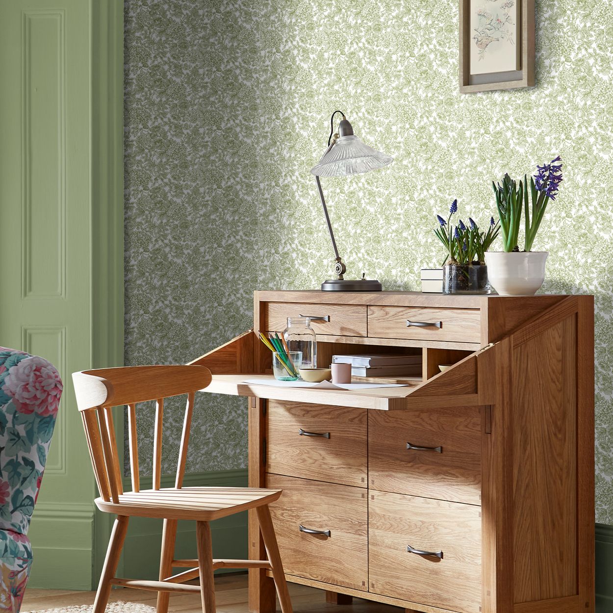 Laura Ashley Louise Moss Green Wallpaper