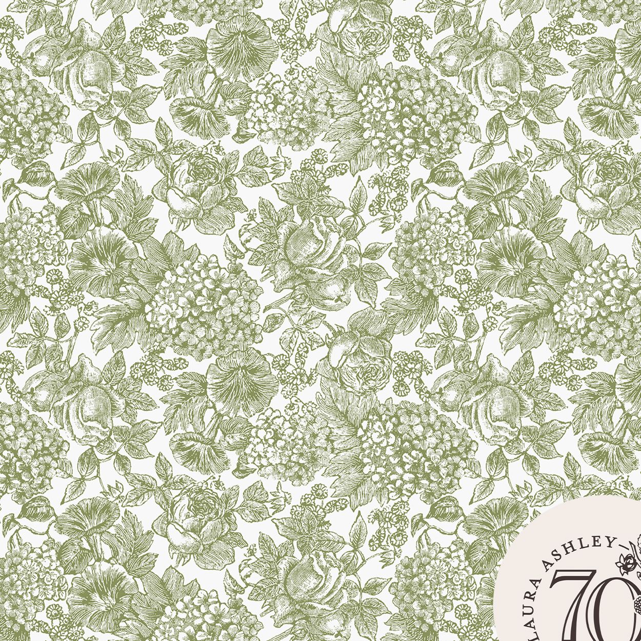 Laura Ashley Louise Moss Green Wallpaper