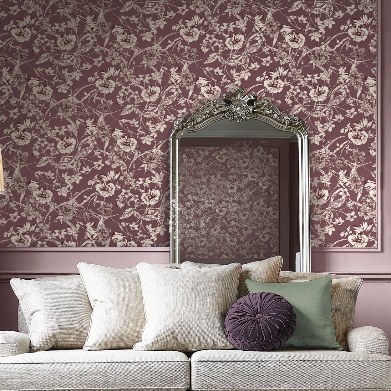 Laura Ashley Summerhill Pale Blackberry Wallpaper