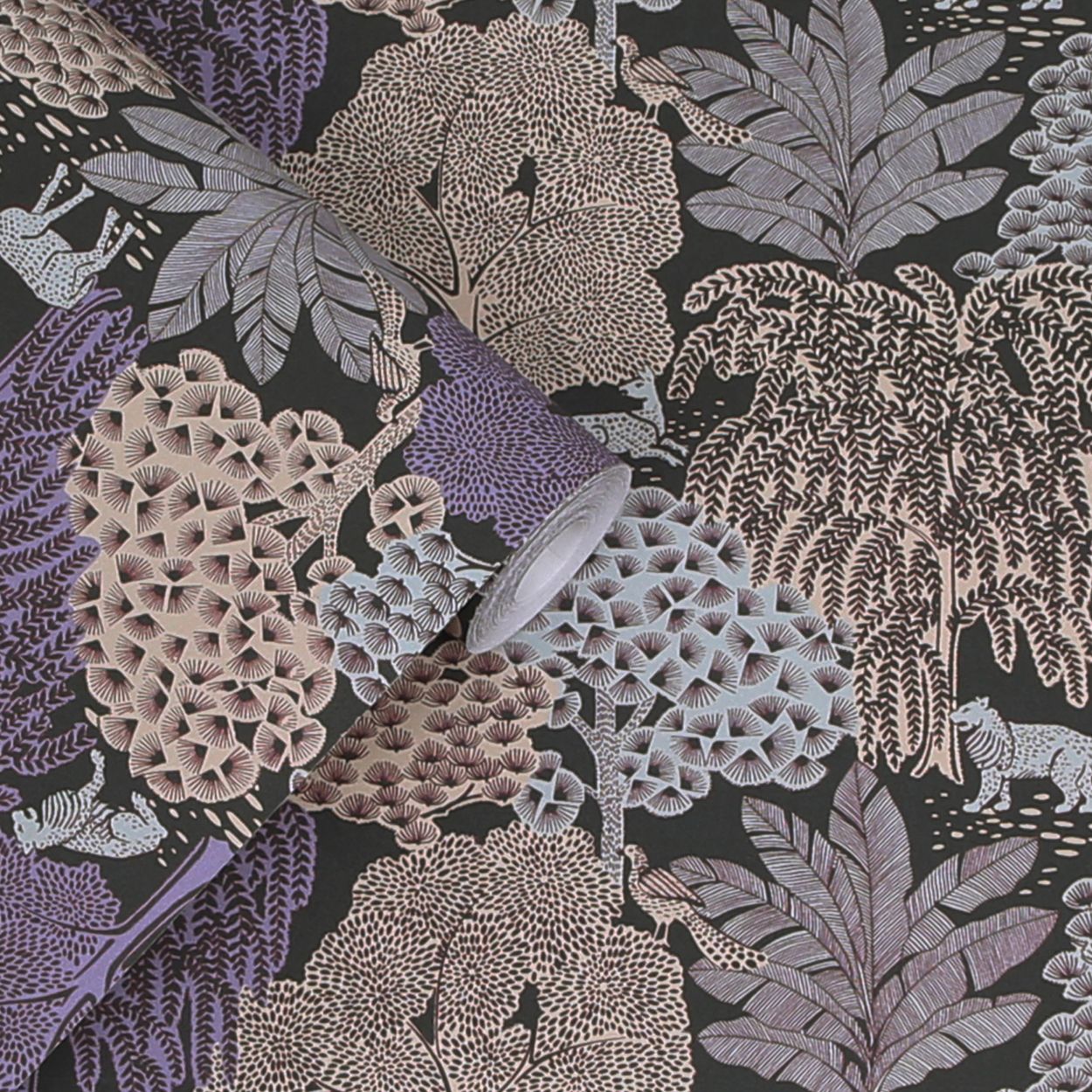 Laura Ashley Garwood Grove Violet Grey Wallpaper