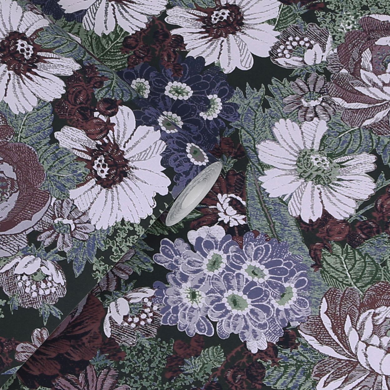 Laura Ashley Honnington Peonies Blackberry Purple Wallpaper