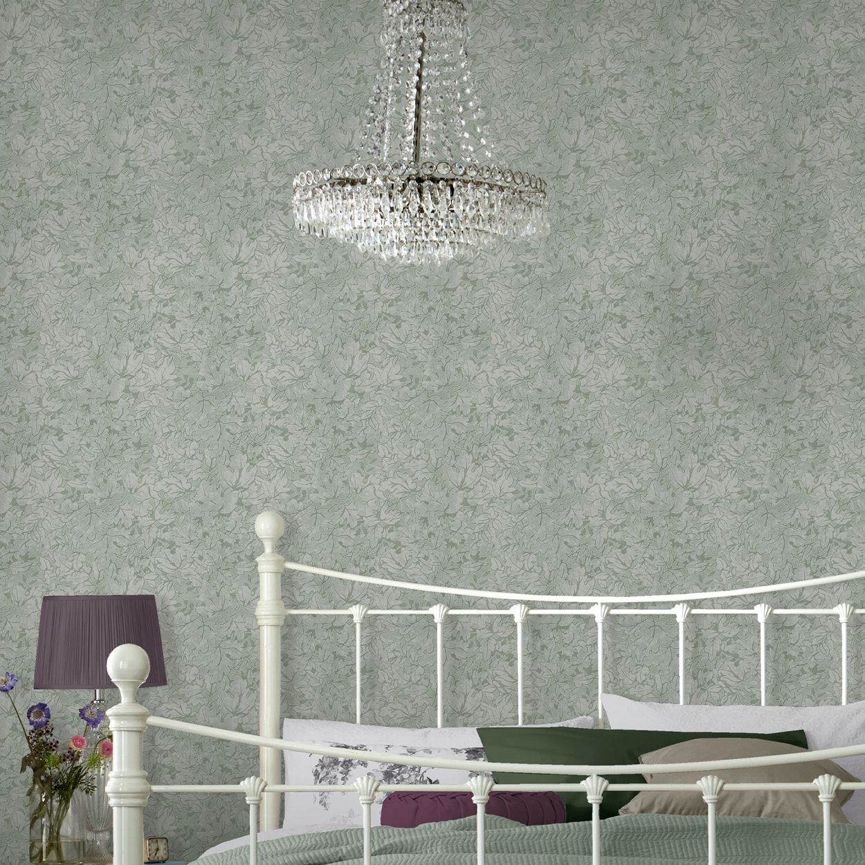 Laura Ashley Corrina Leaf Mineral Green Wallpaper