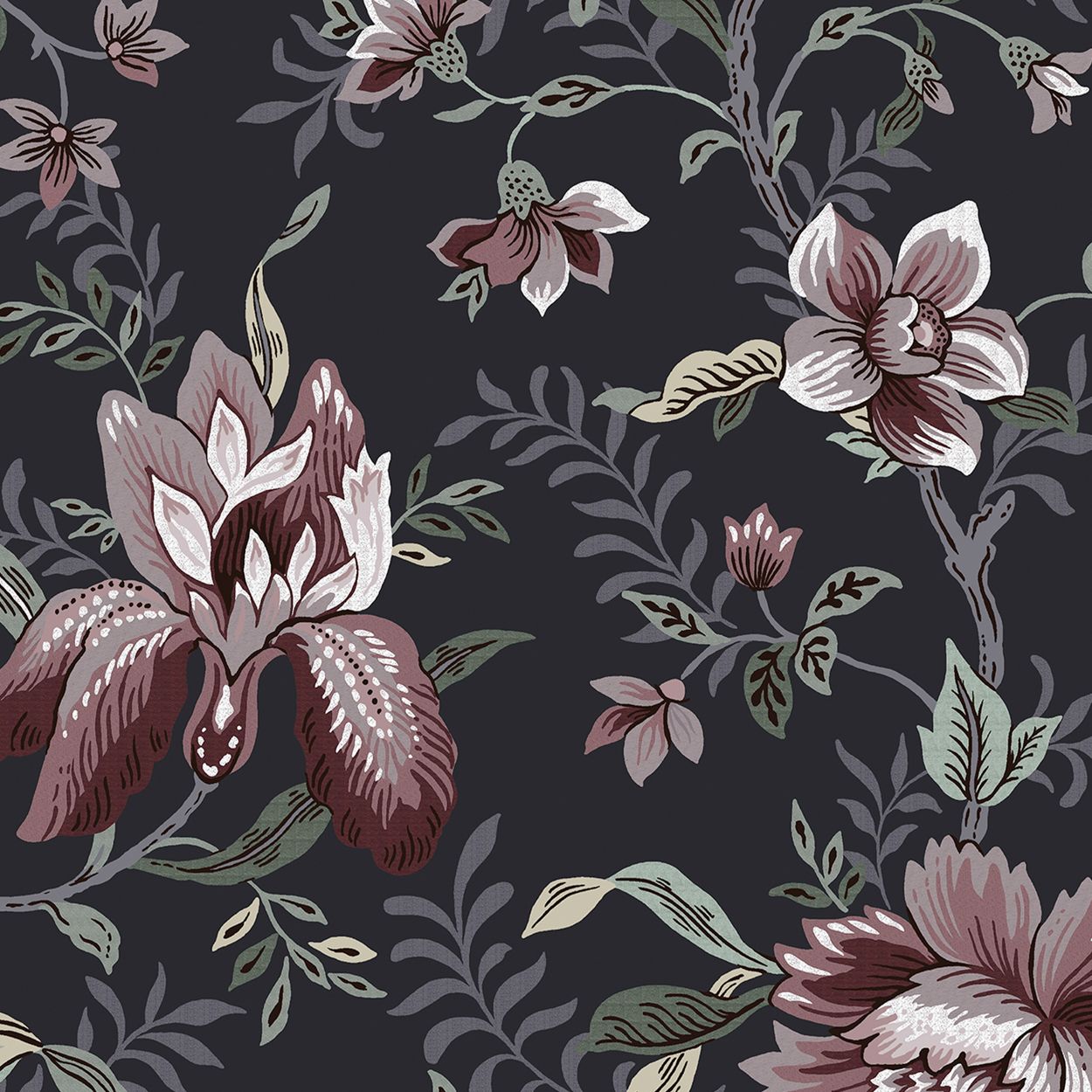 Laura Ashley Editas Garden Charcoal Grey Wallpaper