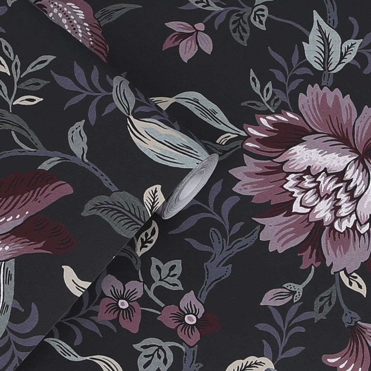 Laura Ashley Editas Garden Charcoal Grey Wallpaper