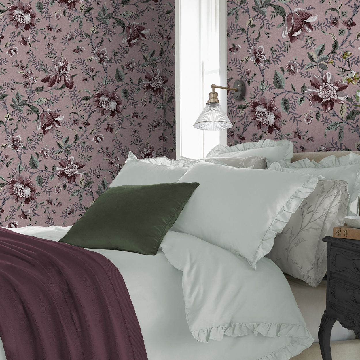 Laura Ashley Editas Garden Pale Blackberry Wallpaper