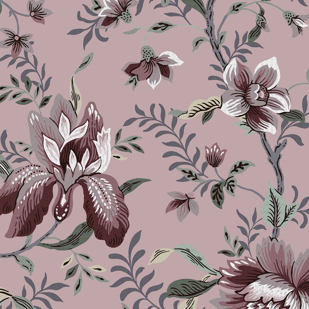 Laura Ashley Editas Garden Pale Blackberry Wallpaper