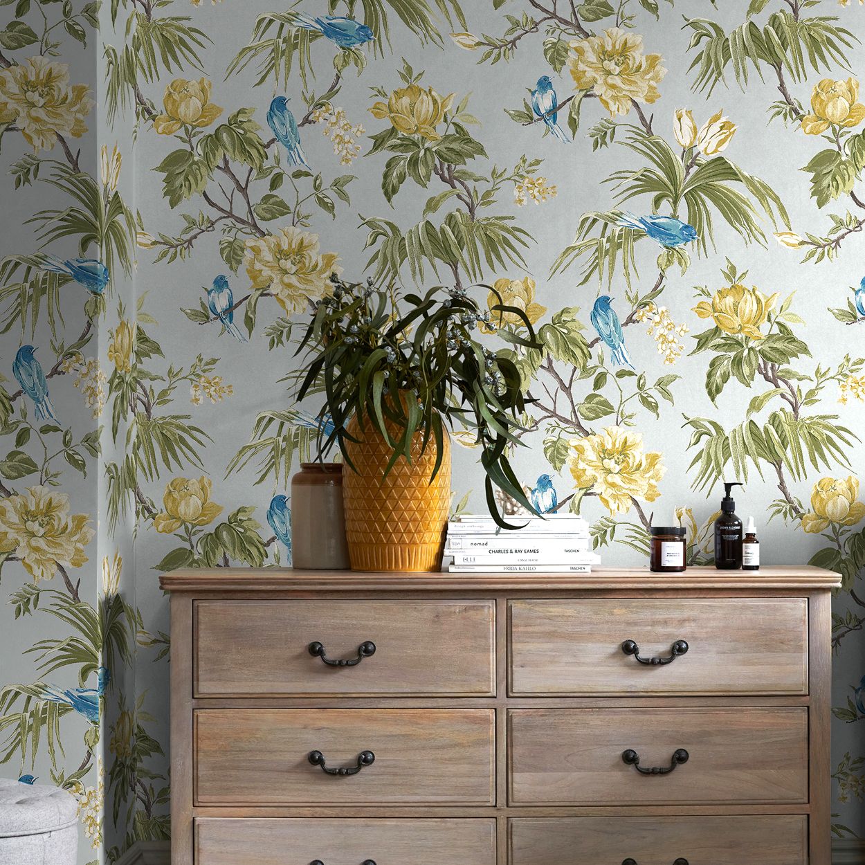 Next Birds and Blooms Grey Wallpaper