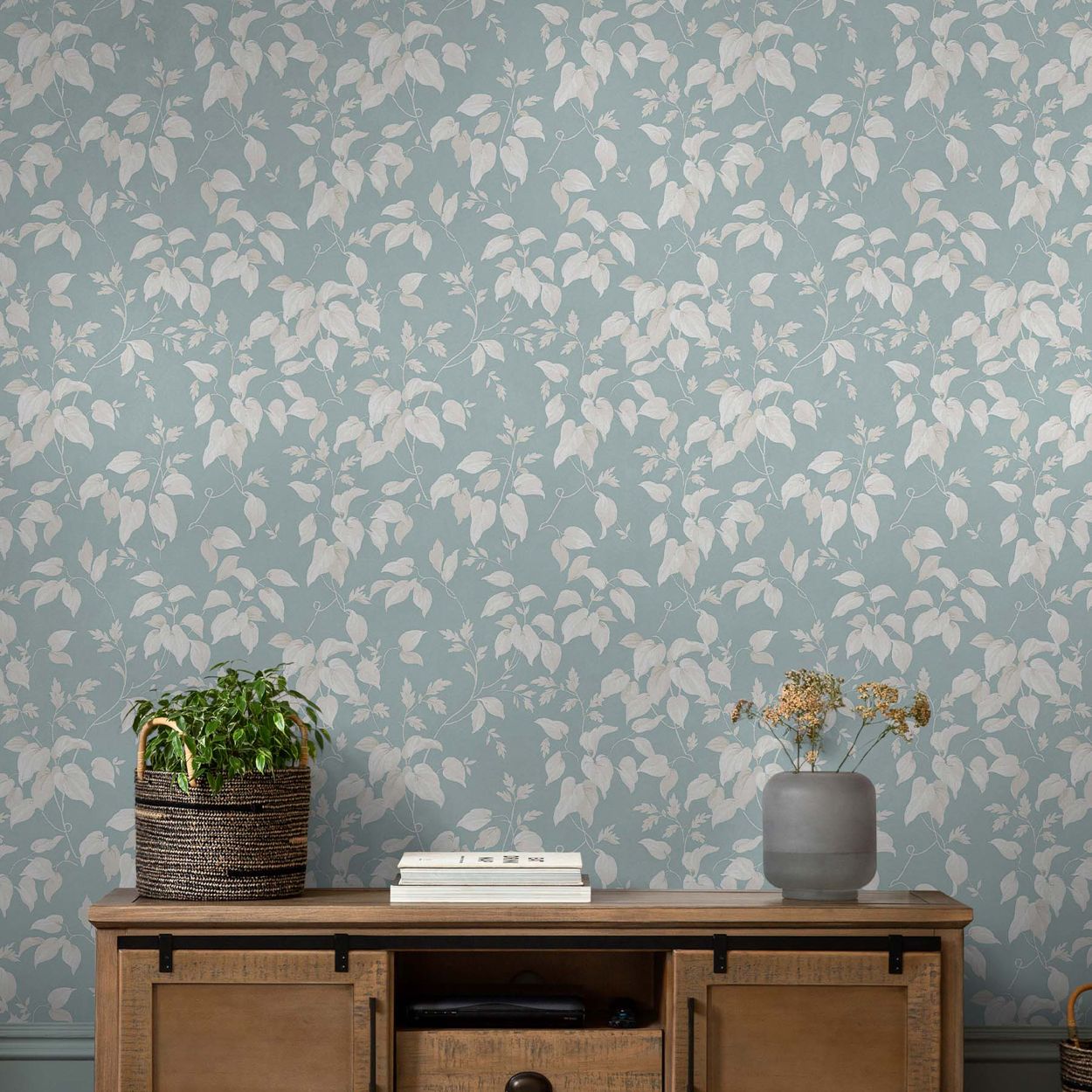 Next Trail Flower Duck Egg Wallpaper