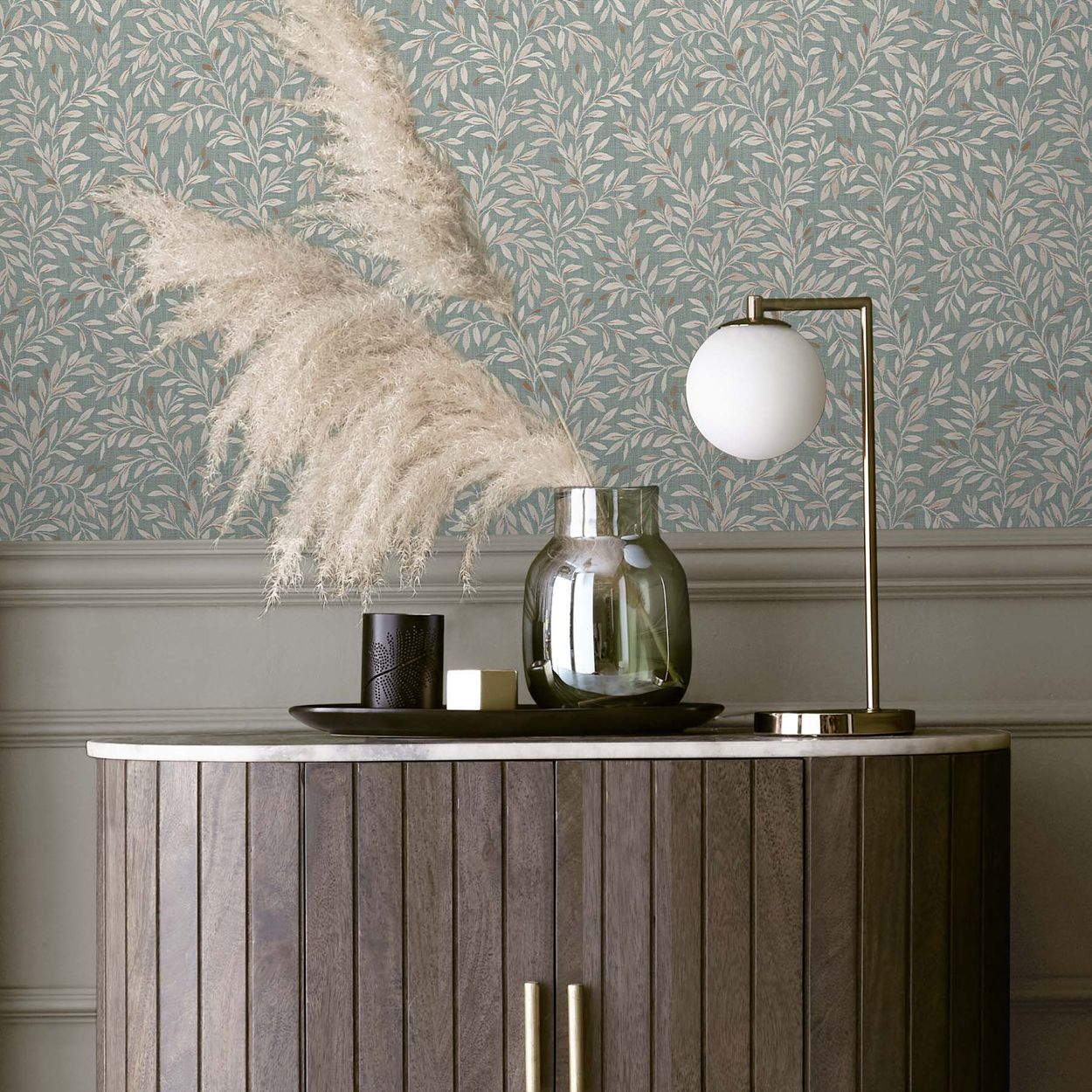 Next Ditsy Leaf Duck Egg Wallpaper