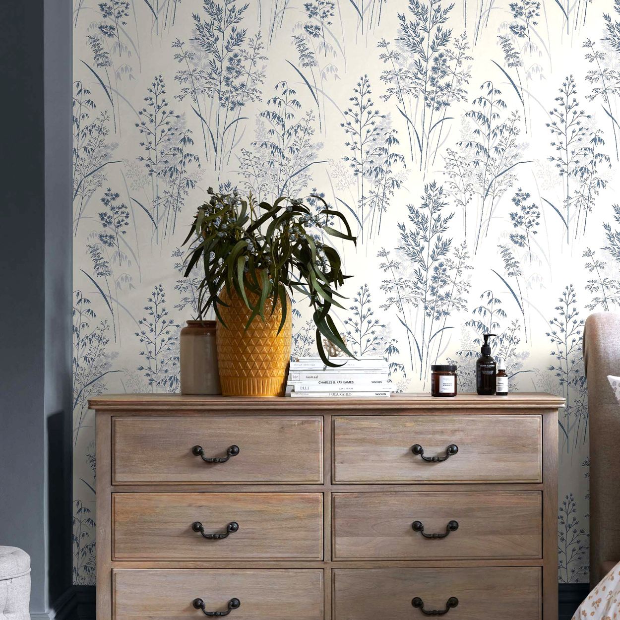 Next Leaf Sprigs Blue Wallpaper