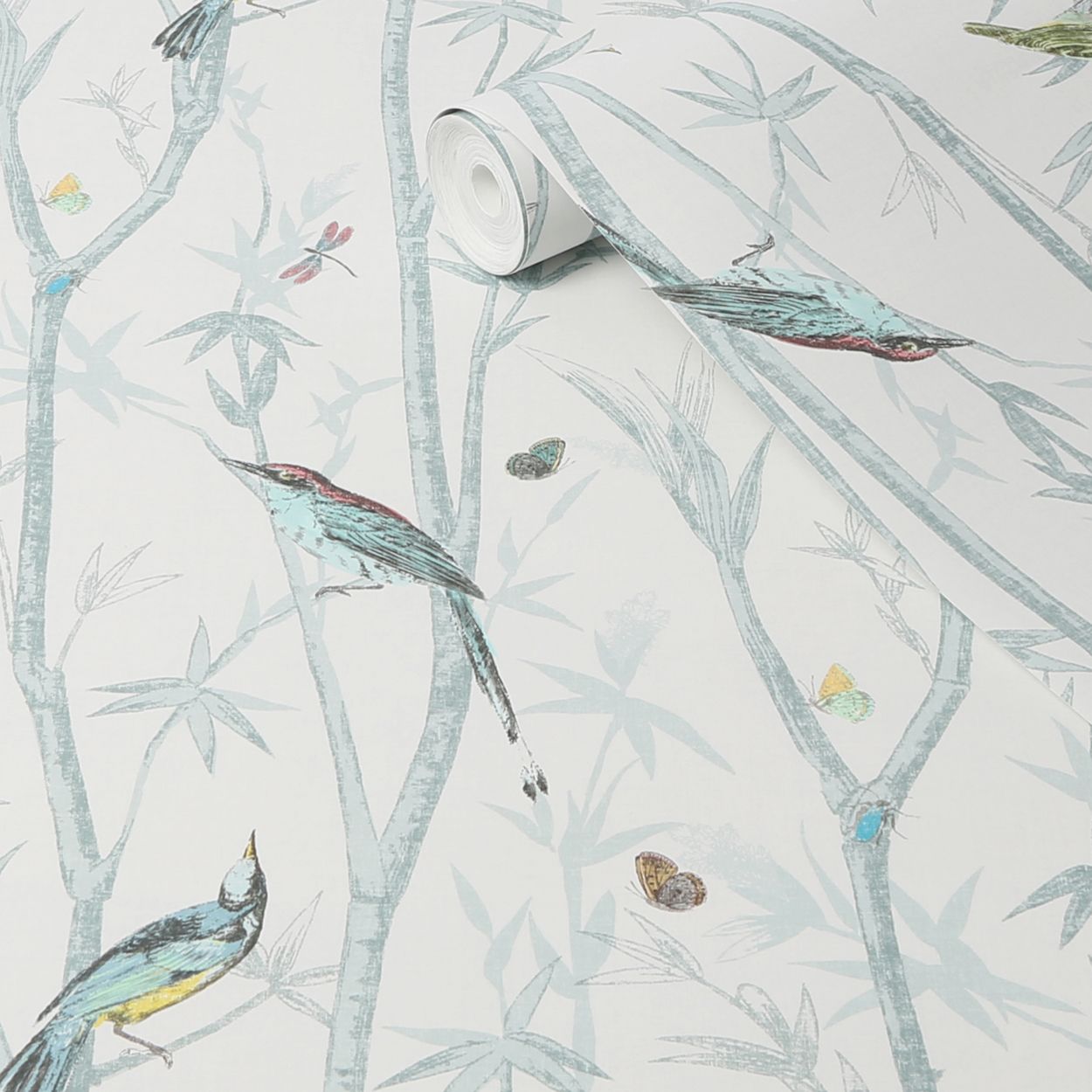 Next Chinoiserie Bird Trail Duck Egg Wallpaper