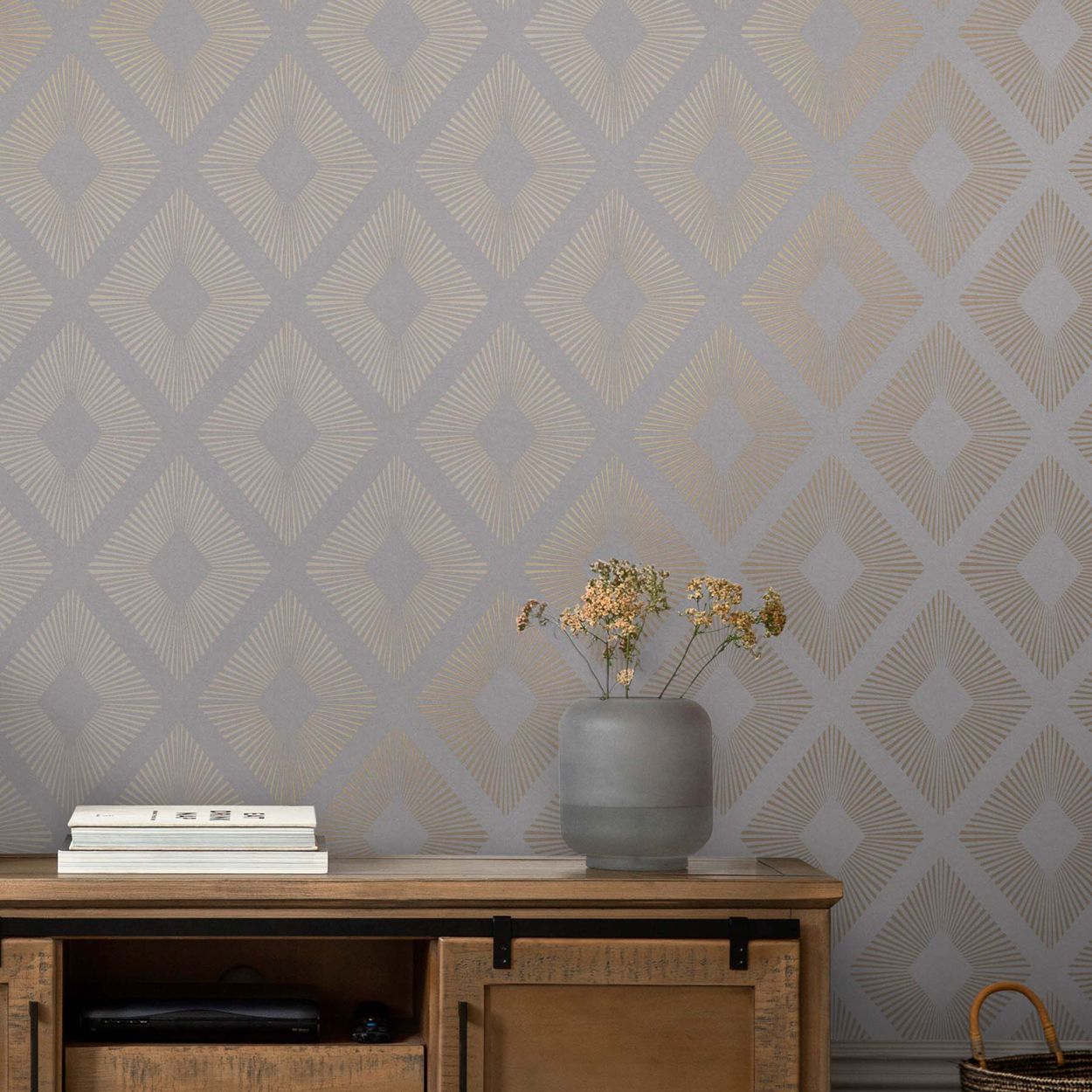 Next Deco Triangle Grey Wallpaper