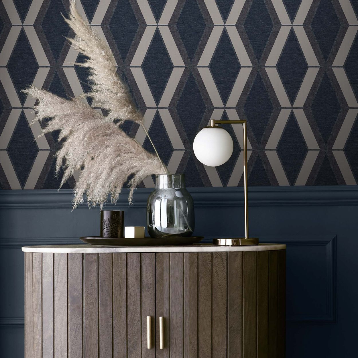 Next Optical Triangle Navy Wallpaper