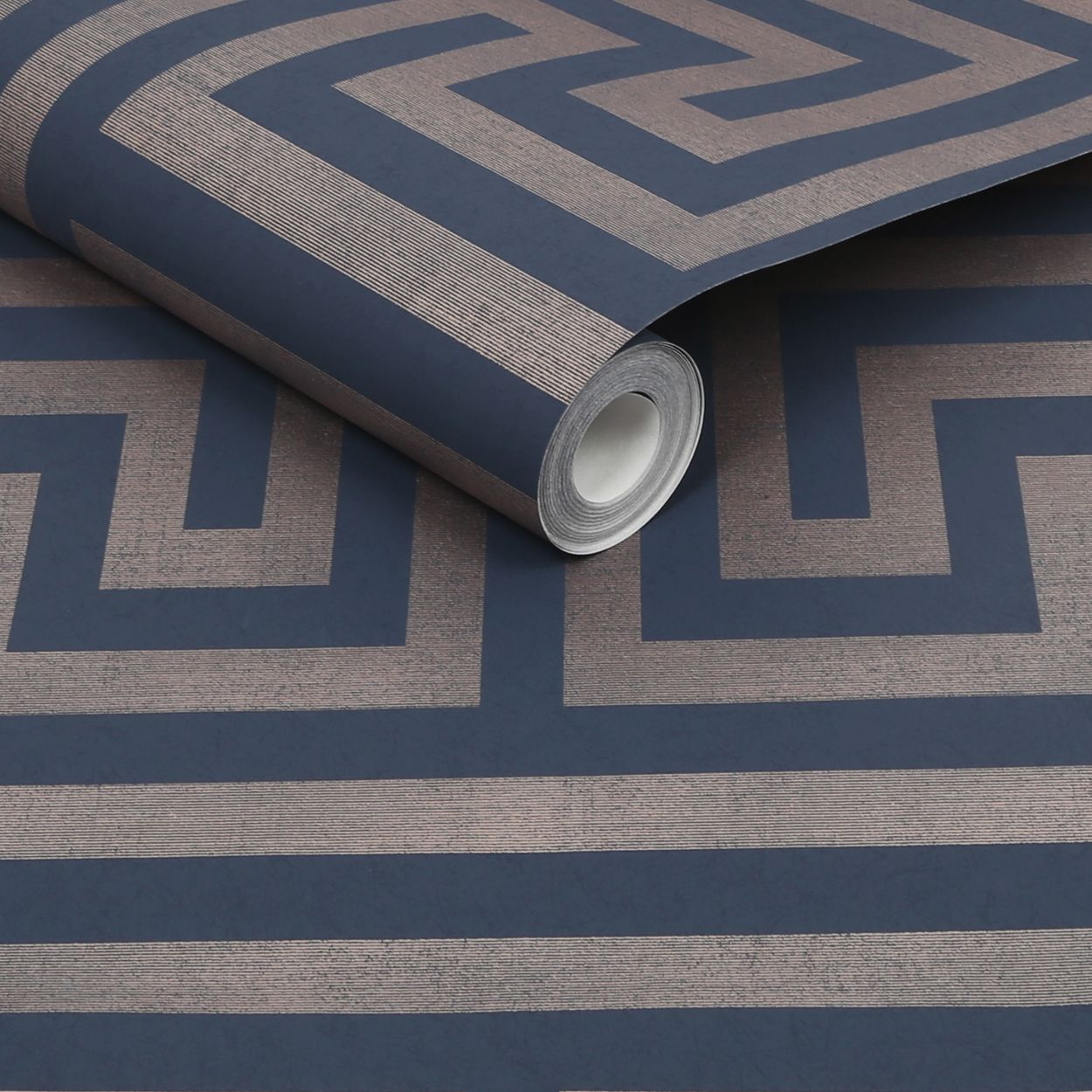 Next Metallic Greek Key Navy Wallpaper